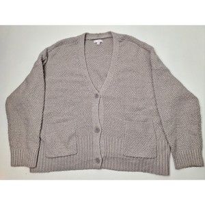 NWT! Lauren Conrad V-Neck Knit Cardigan Beige Button Up Long Sleeve-Women's XL